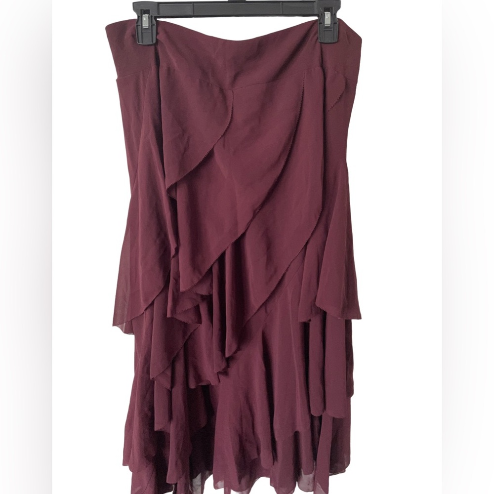 USED— Bohemian Liz Claiborne long skirt size 14– burgundy sheer material